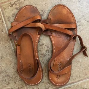 MADEWELL BROWN LEATHER SANDALS